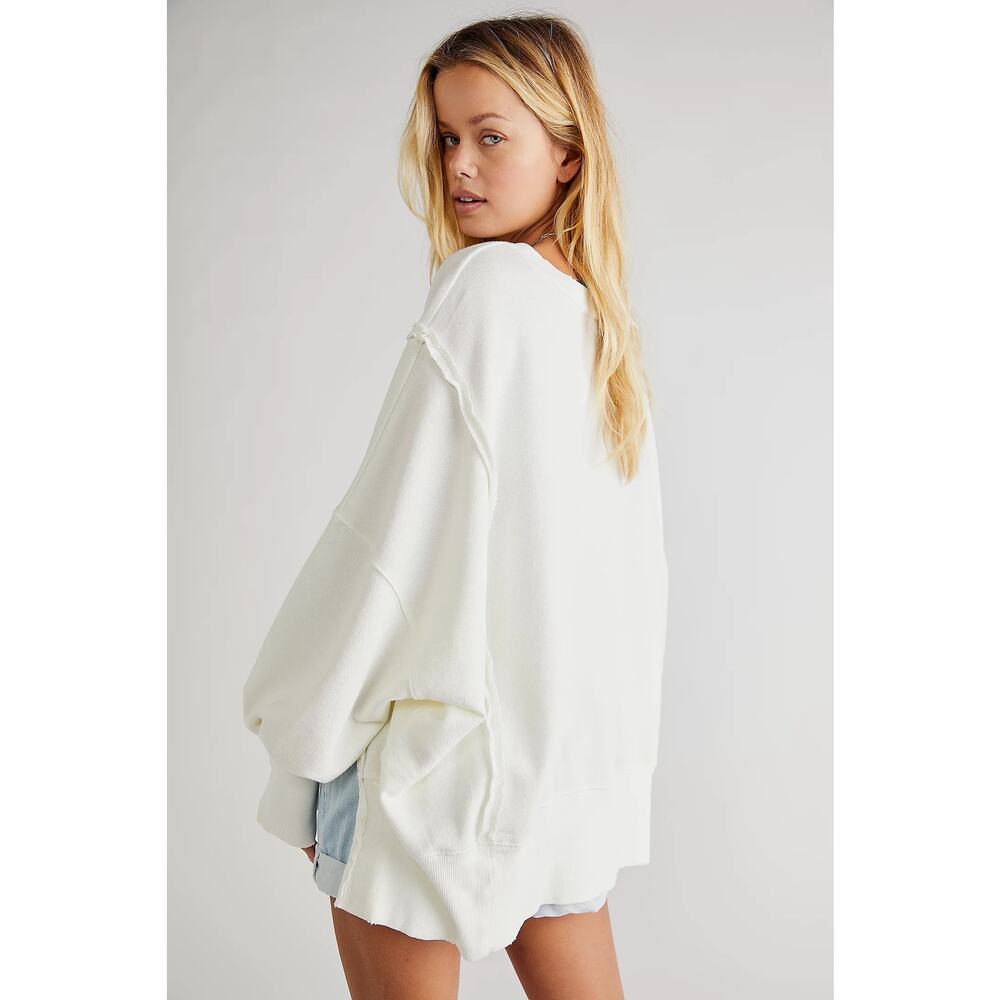 FREE PEOPLE NWT We The Free Camden Sweatshirt White Cream Boatneck Small - Picture 5 of 9